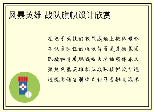 风暴英雄 战队旗帜设计欣赏